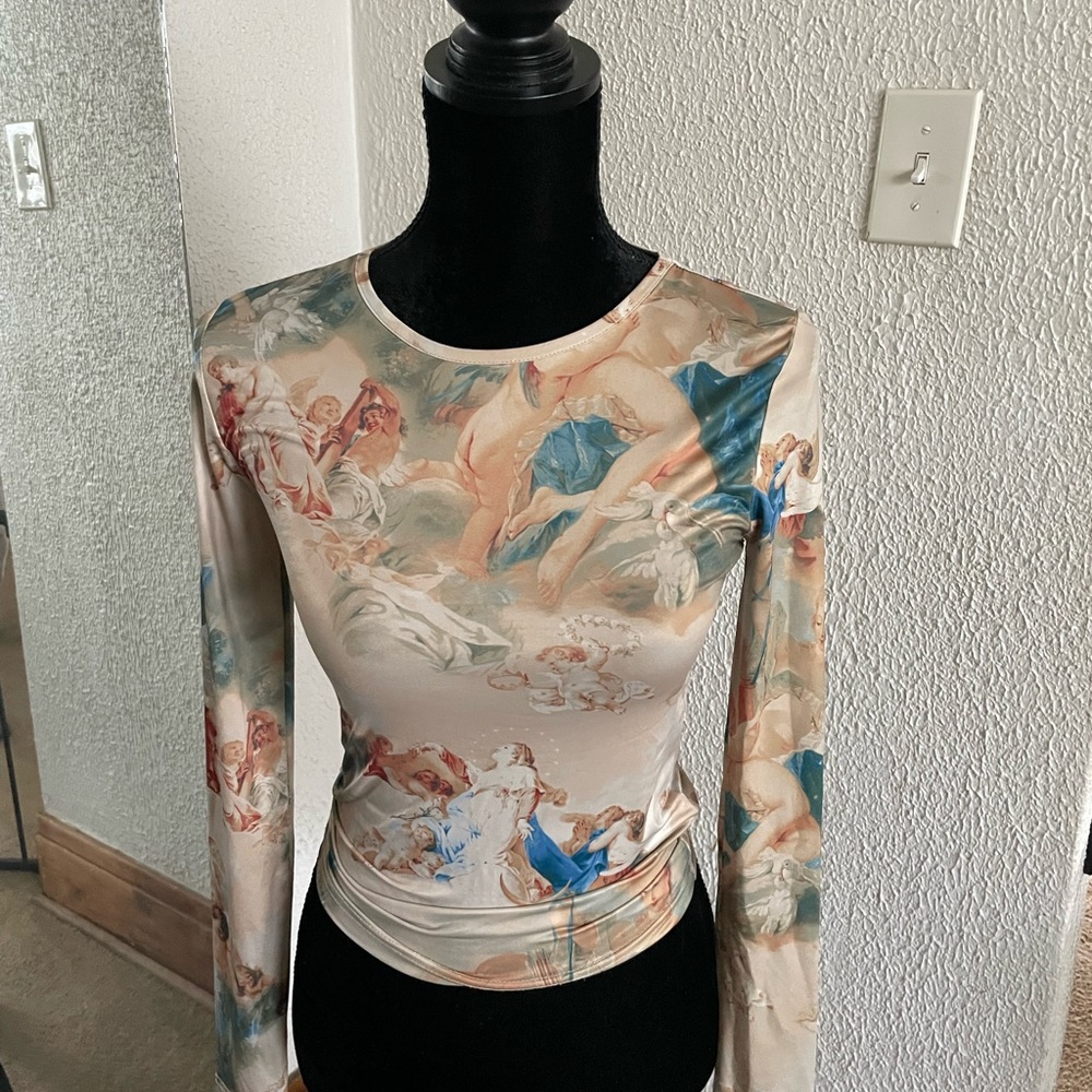 Y2K Renaissance Angel Satin Top